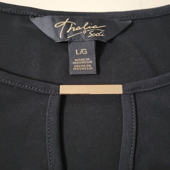 Thalia Sodi Women's Black Elbow Sleeve Keyhole Top - Picture 4 of 12